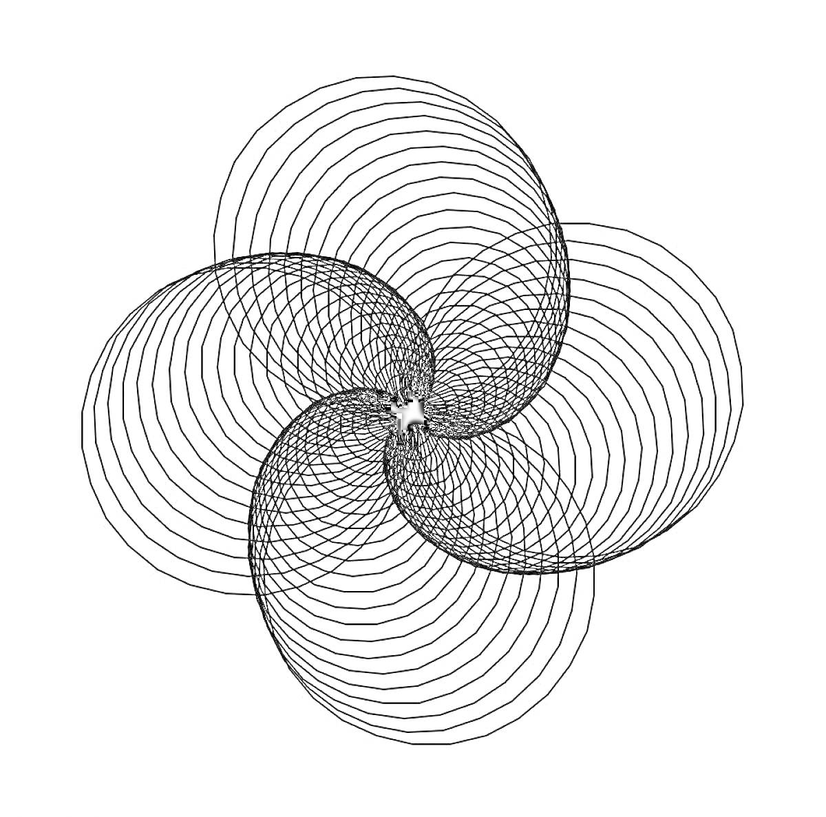 Раскраска спиралевидный узор с перекрывающимися окружностями