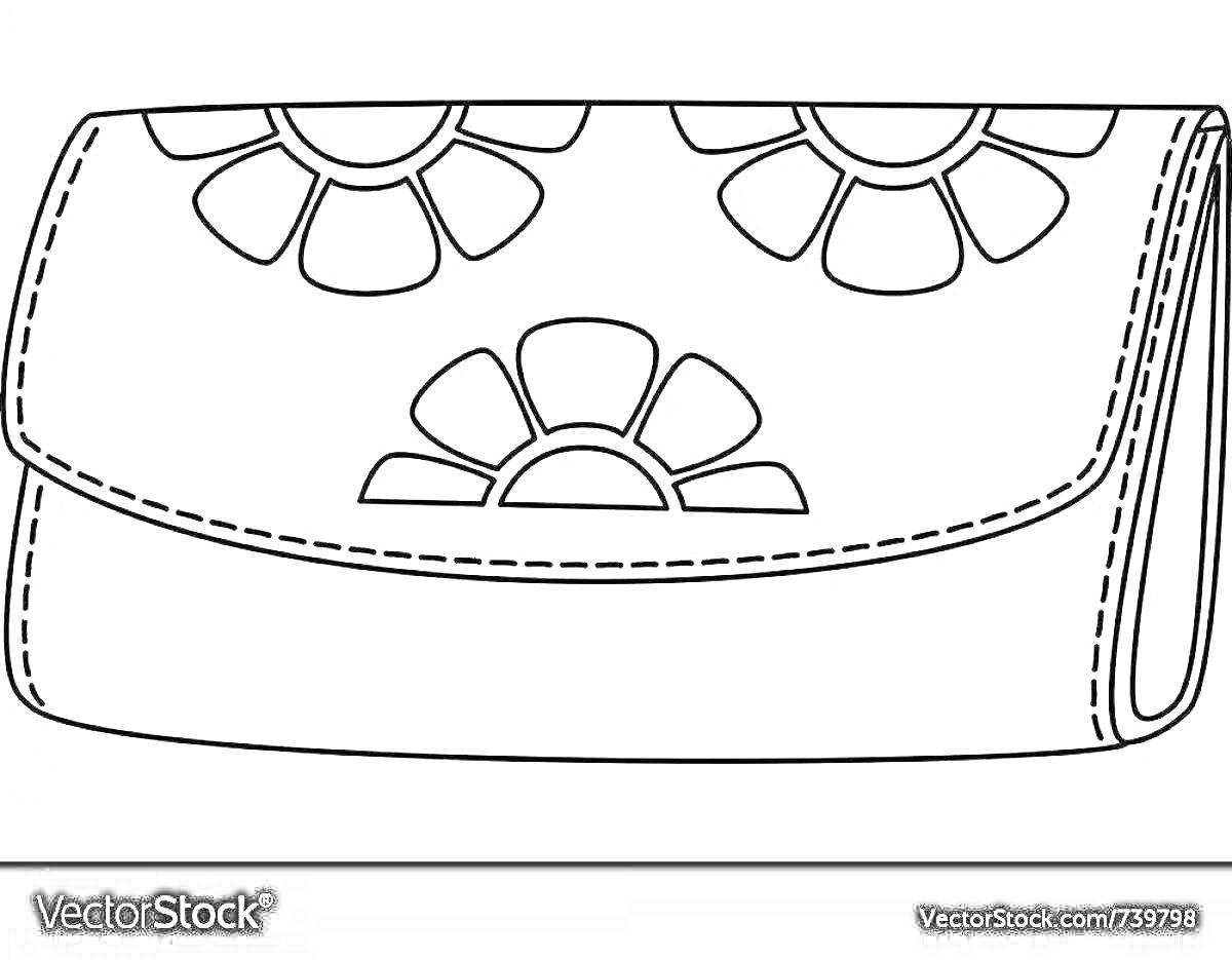 Раскраска Кошелек с цветочным узором
