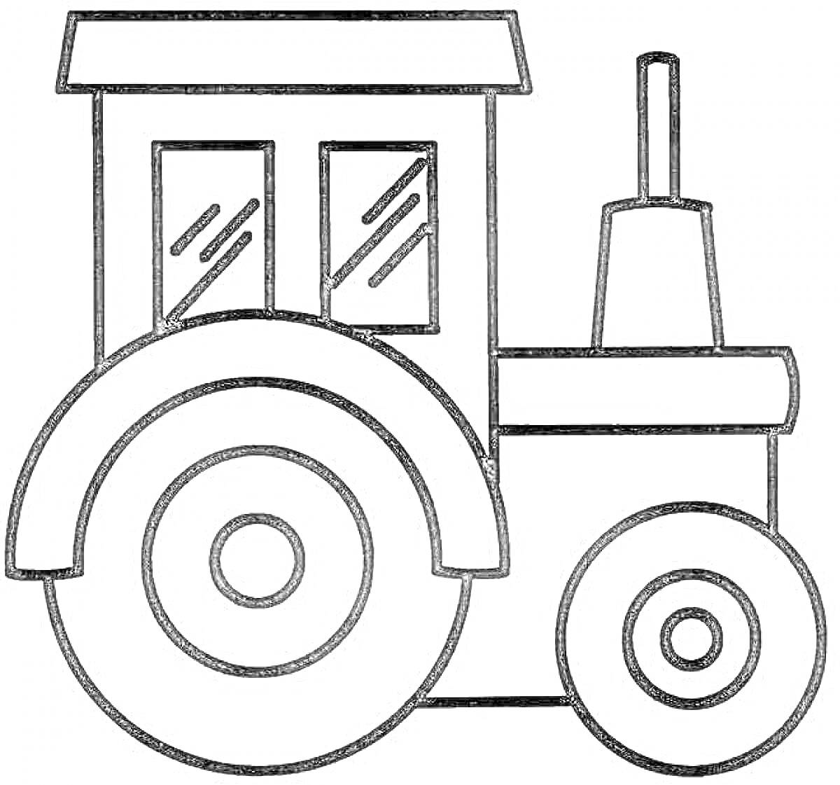 На раскраске изображено: Трактор, Колёса, Для детей, 3 года, 4 года, Техника