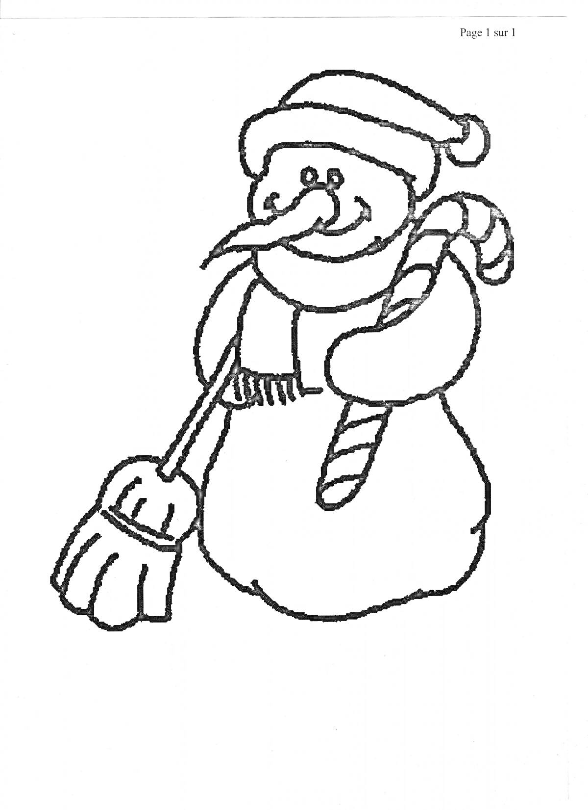 На раскраске изображено: Метла, Шарф, Шапка, Зима