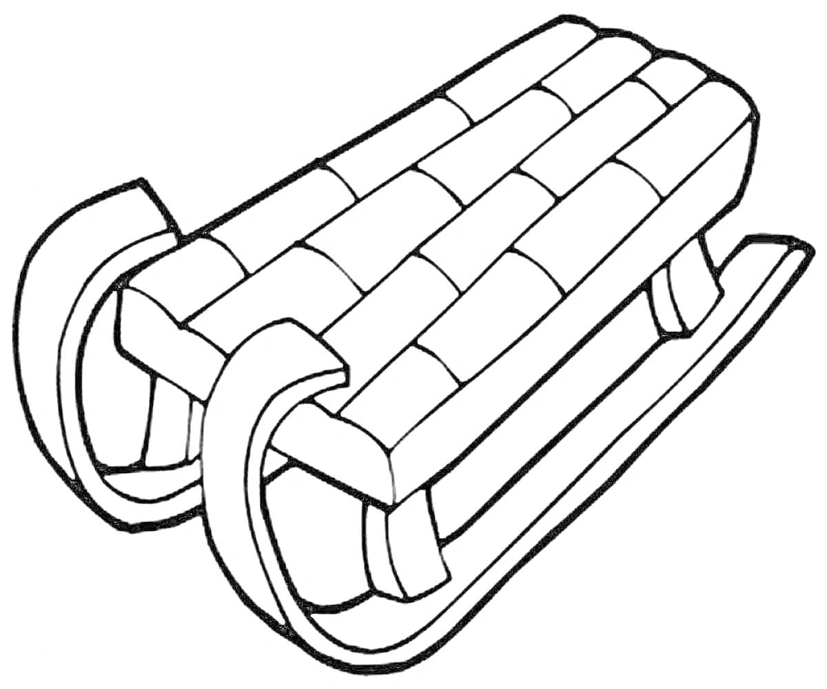 Раскраска: санки с деревянными перекладинами и металлическими полозьями