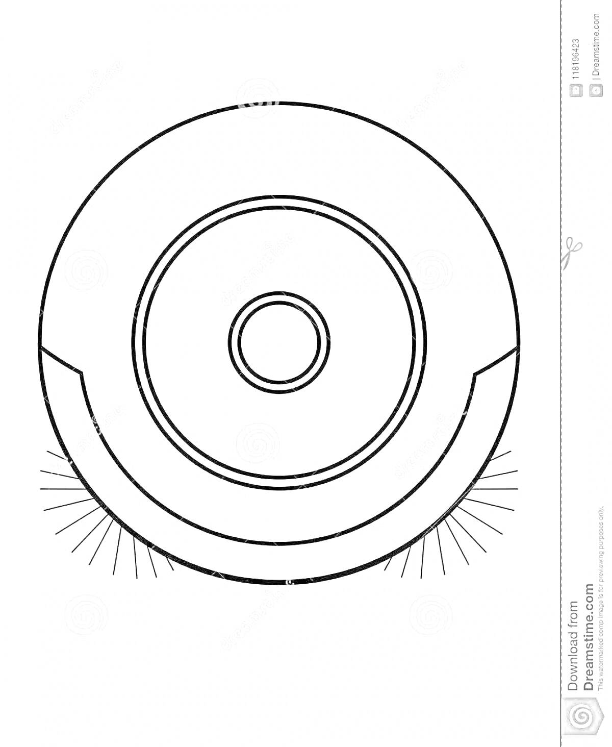 Раскраска Робот пылесос сверху с боковыми щетками