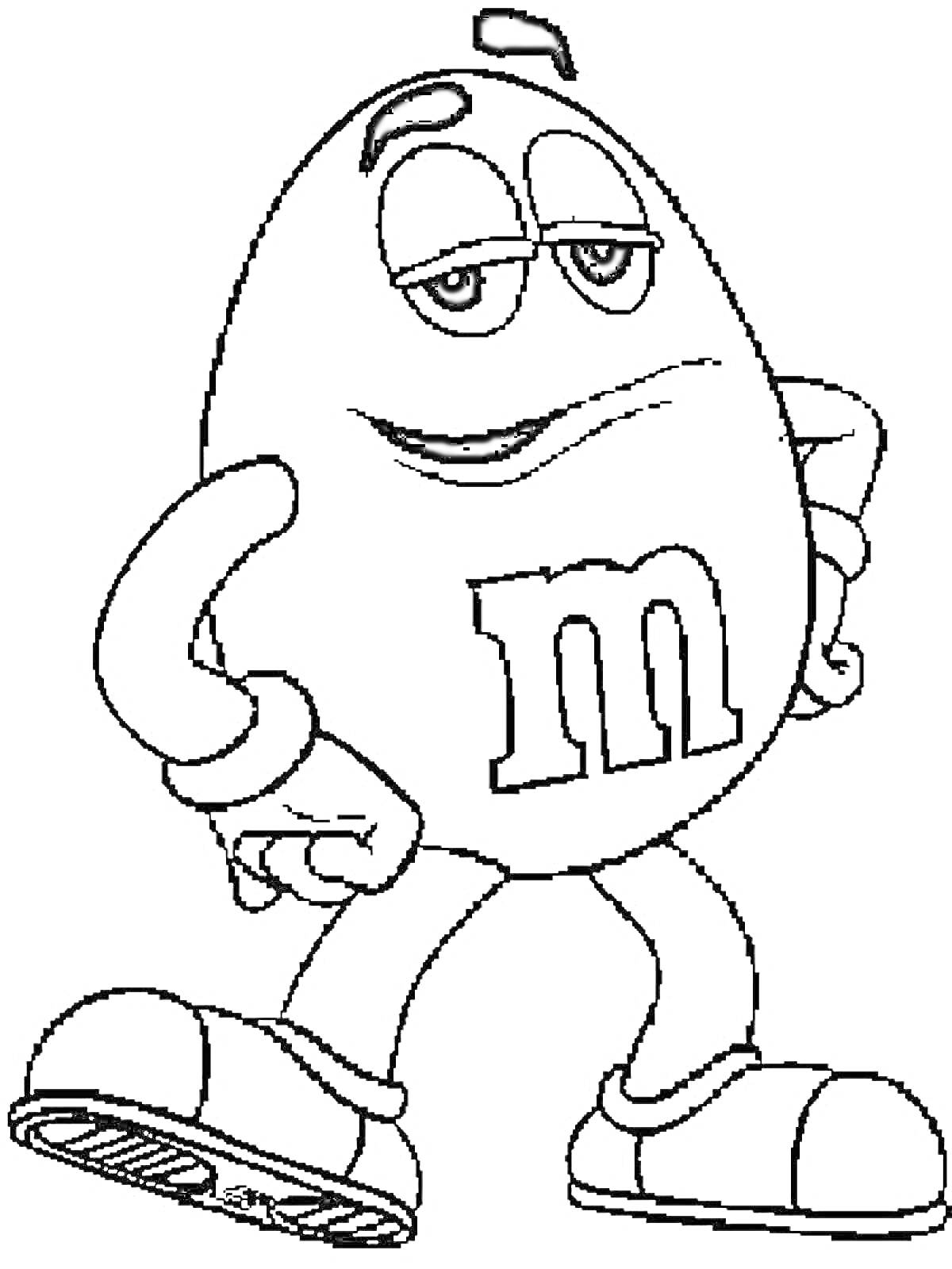 Раскраска Персонаж Эмемдемс с логотипом 