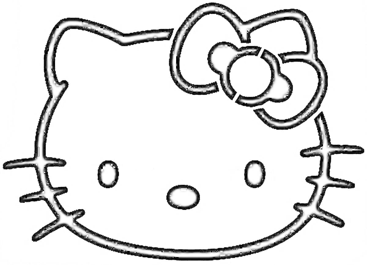 Раскраска Лицо Hello Kitty с бантиком