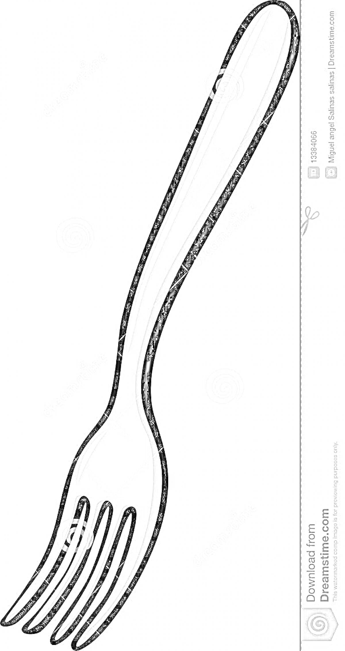 Раскраска Раскраска вилка с четырьмя зубцами
