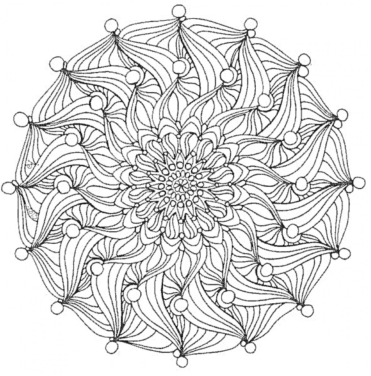 На раскраске изображено: Антистресс, Спираль, Лепестки, Круги, Узоры, Медитация, Линии, Детали