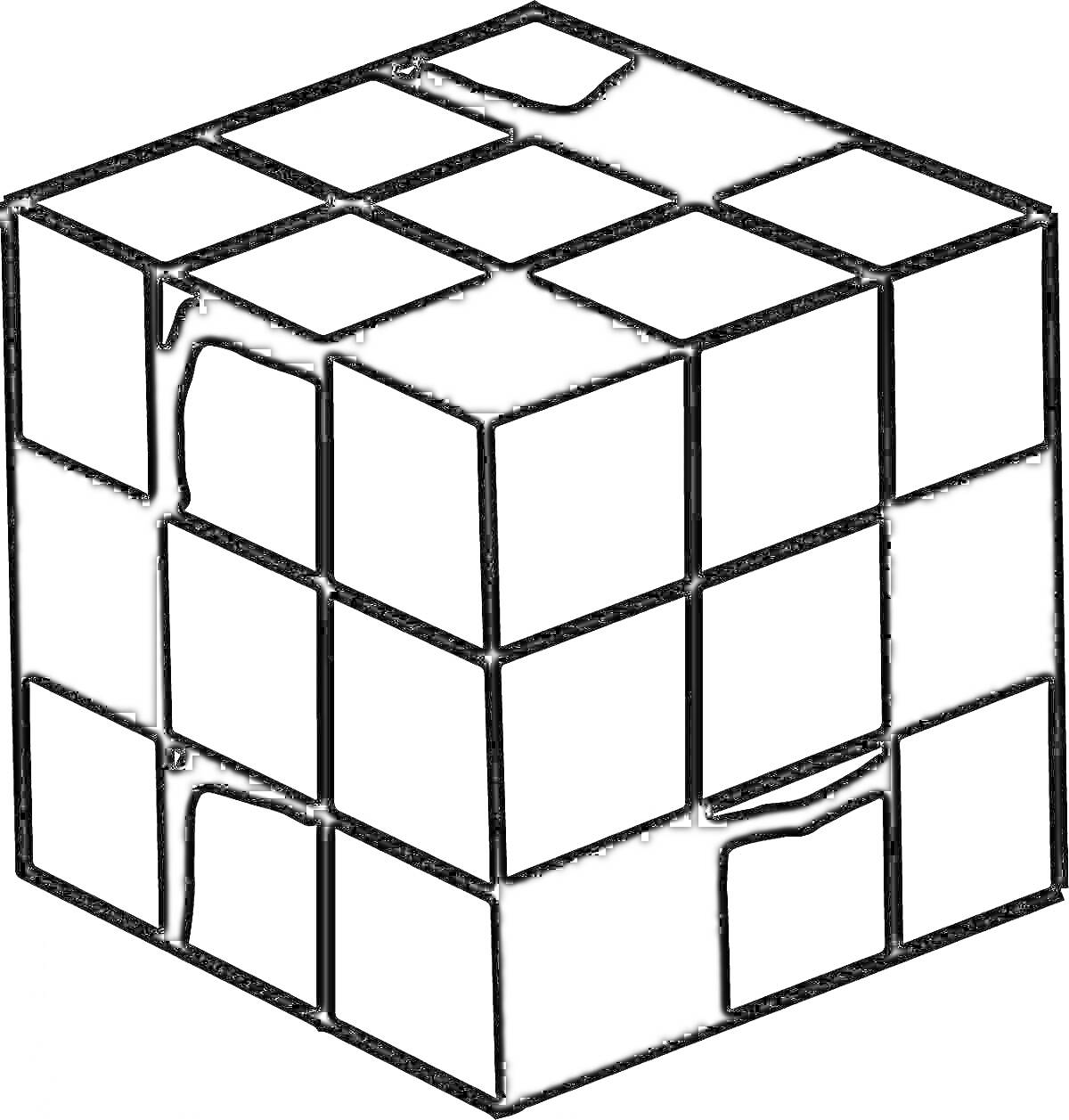 Раскраска Кубик Рубика для раскрашивания