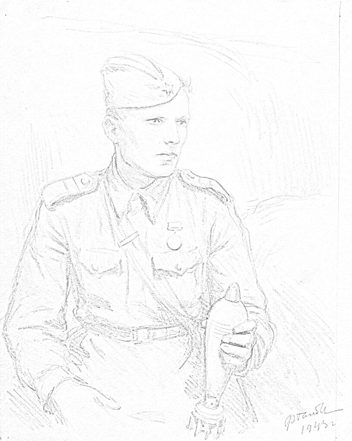  Портрет солдата с гранатой в руке