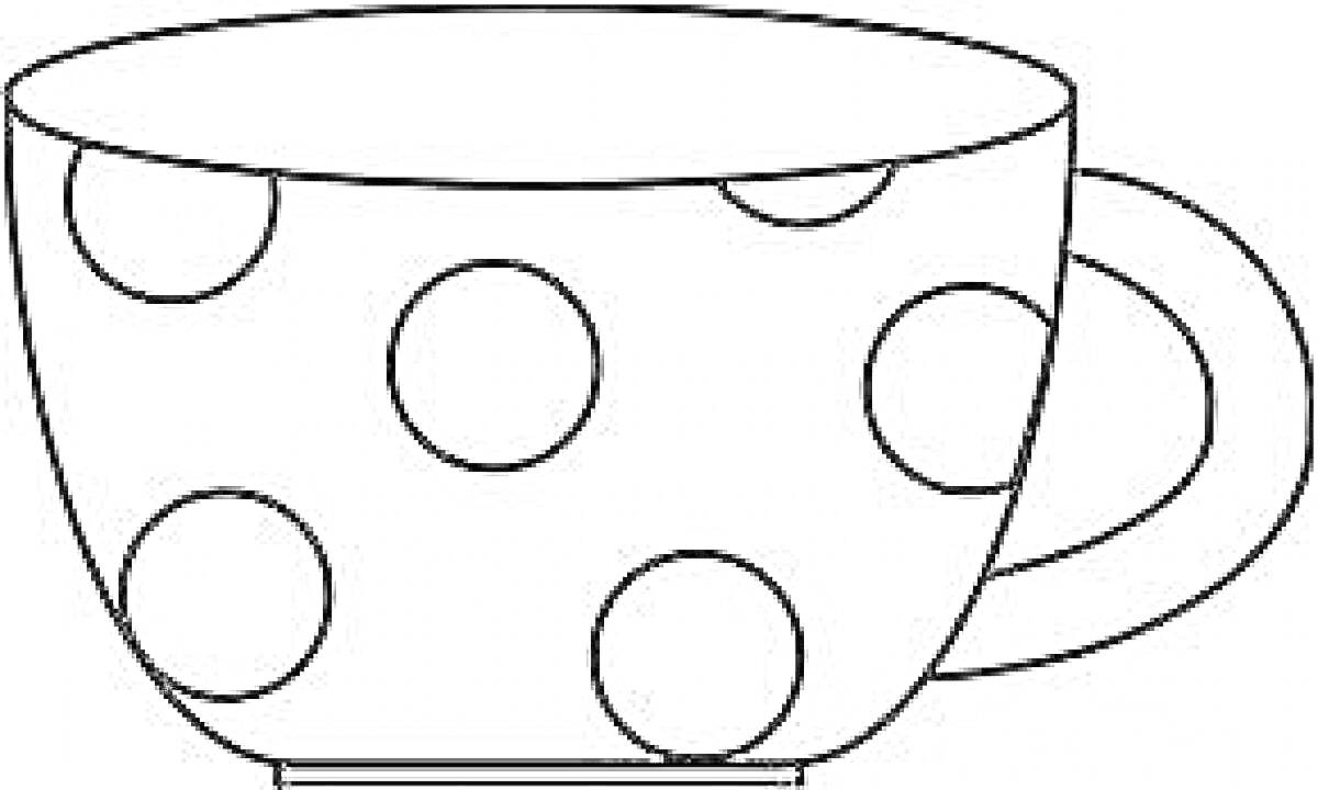 Раскраска Чашка с блюдцем в горошек