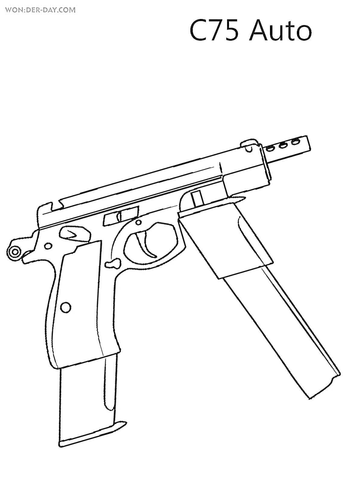 На раскраске изображено: Пистолет, Оружие, КС ГО