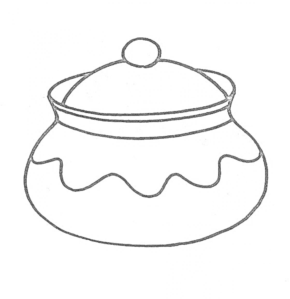 На раскраске изображено: Крышка, Посуда, Для детей, 3-4 года, Кухня, Кастрюли