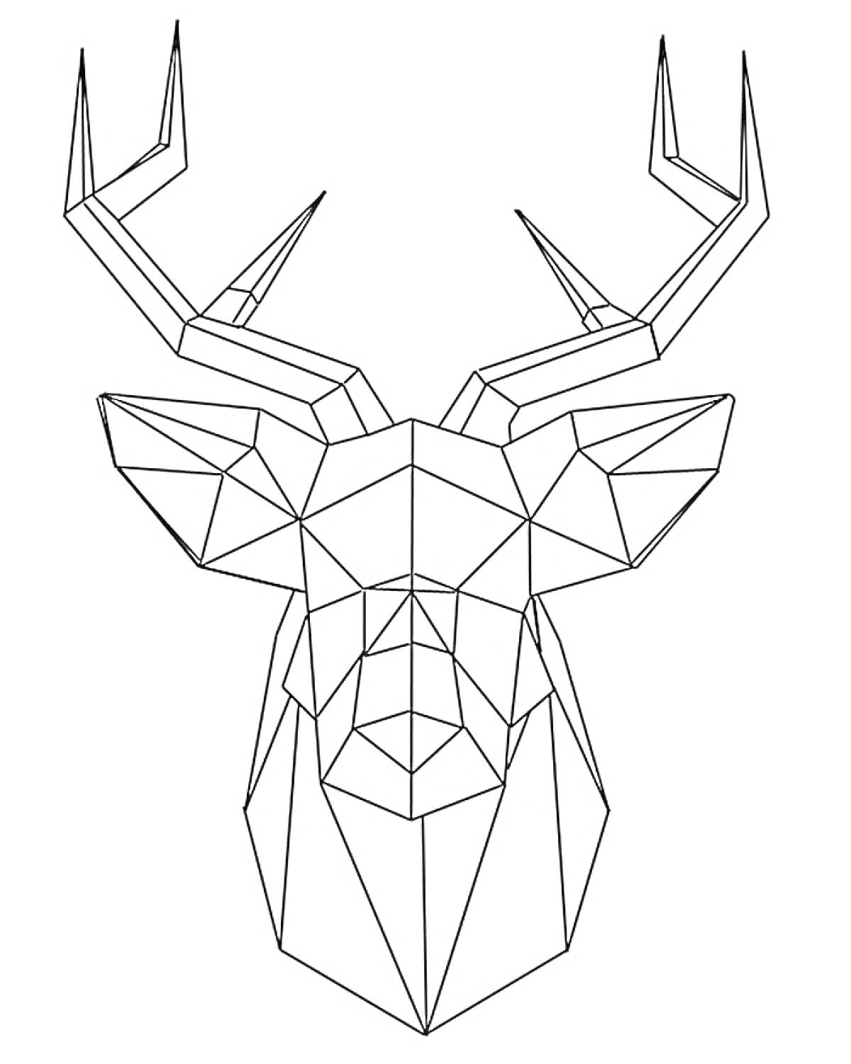 Раскраска Оригами голова оленя