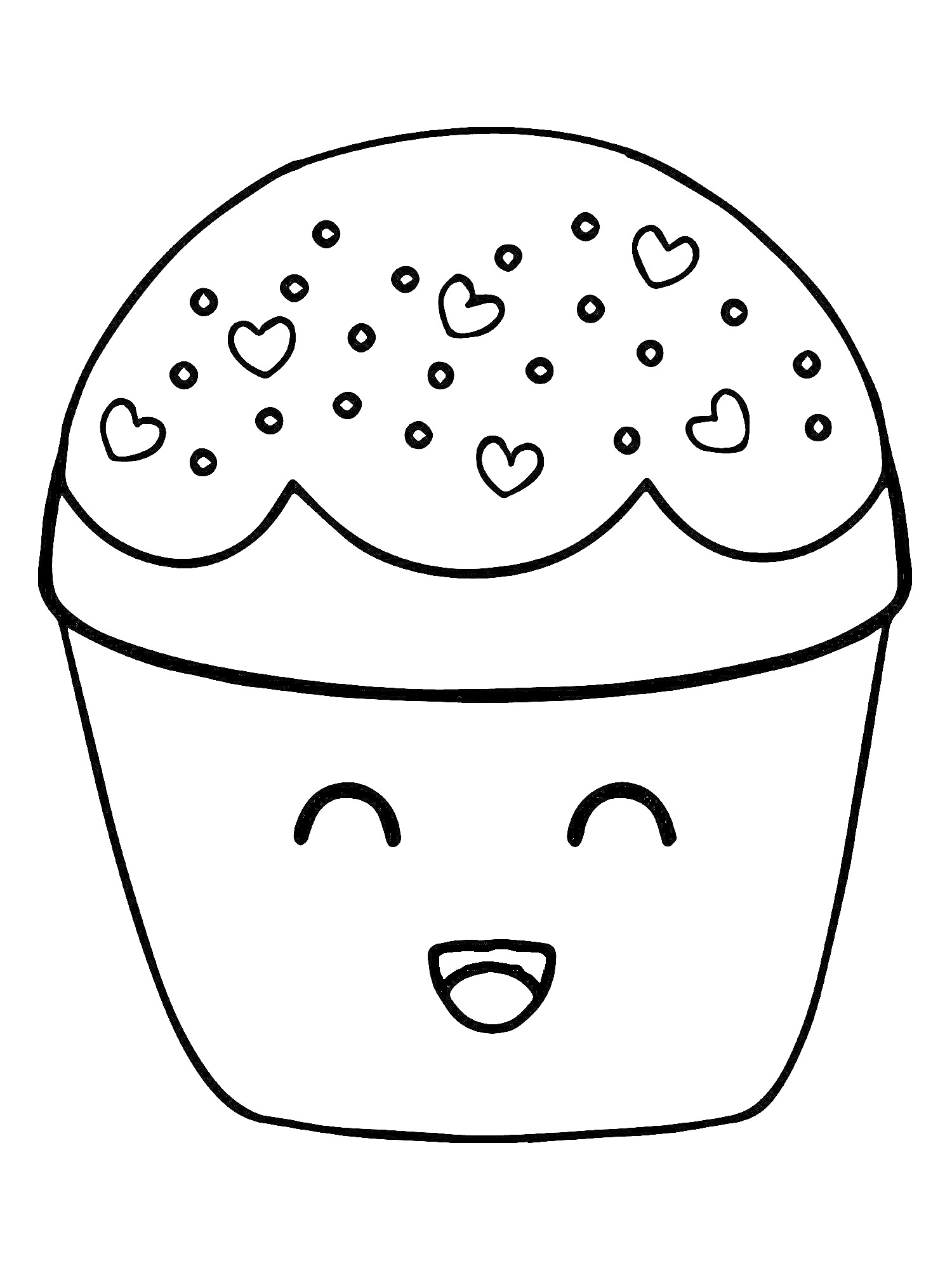 На раскраске изображено: Кекс, Еда, Милая еда, Улыбка, Для детей, Десерты, Сердца