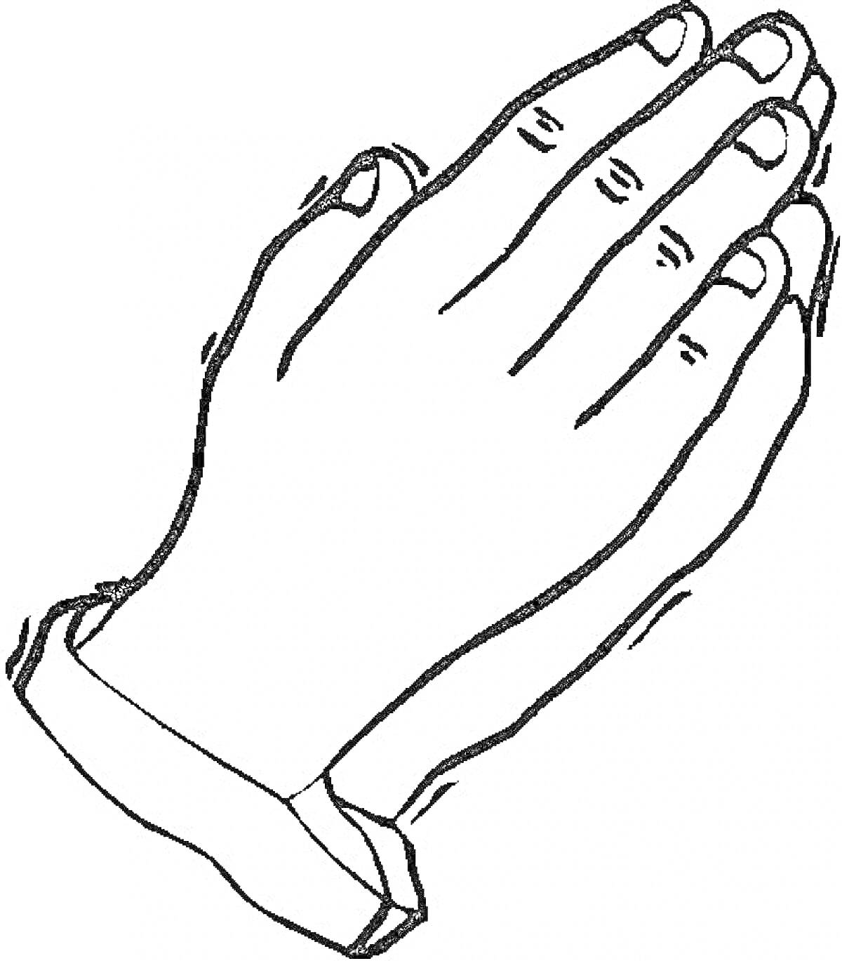 На раскраске изображено: Руки, Молитва, Жесты, Контурные рисунки