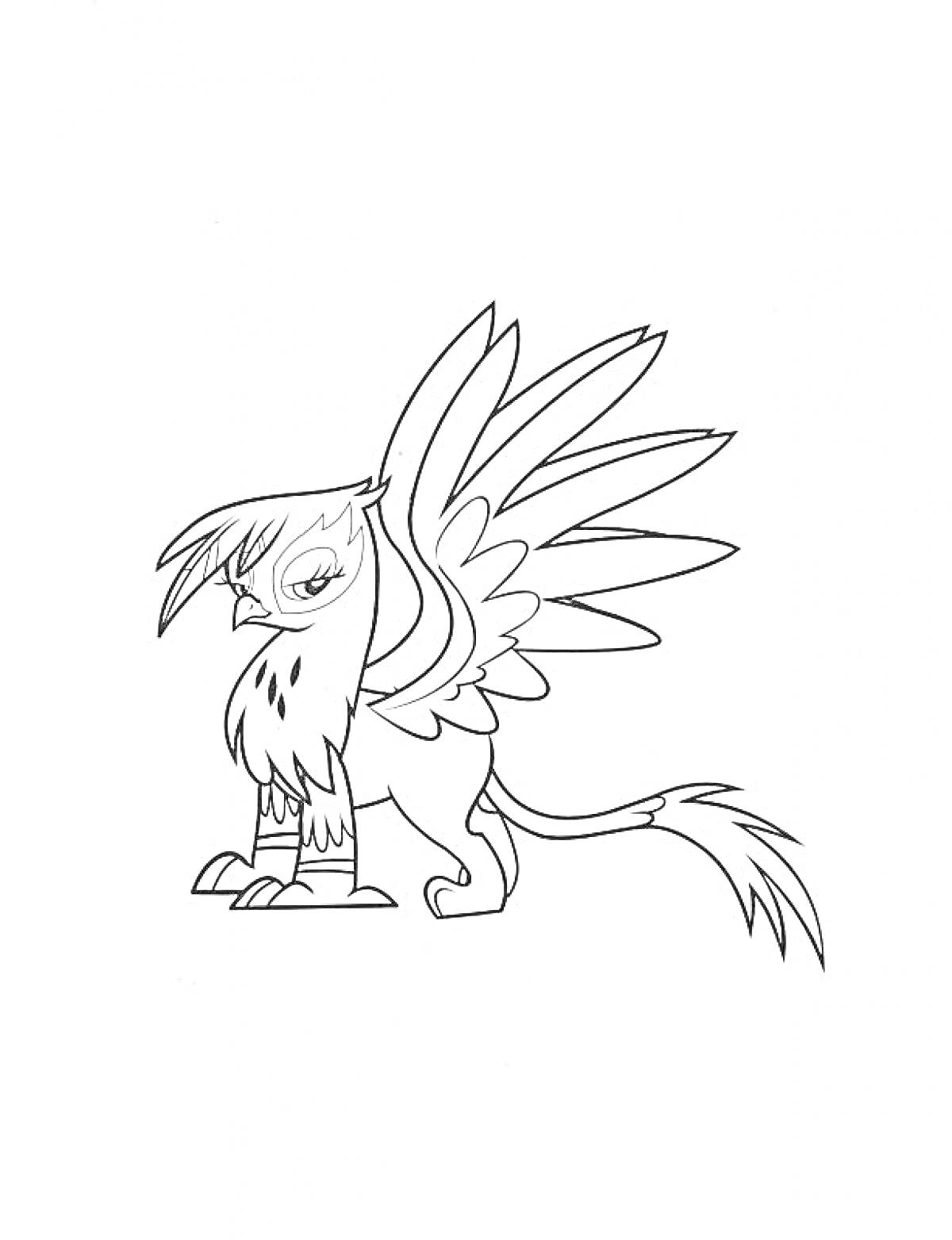 Раскраска Грифон с крыльями и хвостом