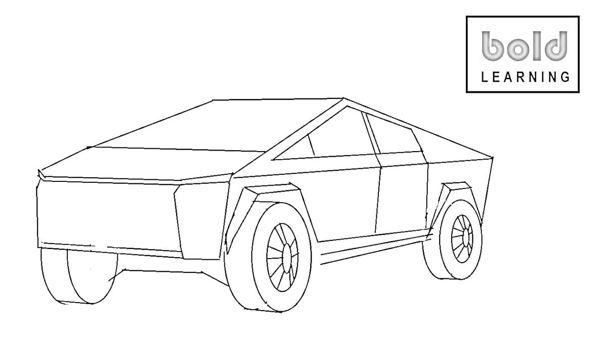 Раскраска Раскраска автомобиля Tesla Cybertruck с логотипом 