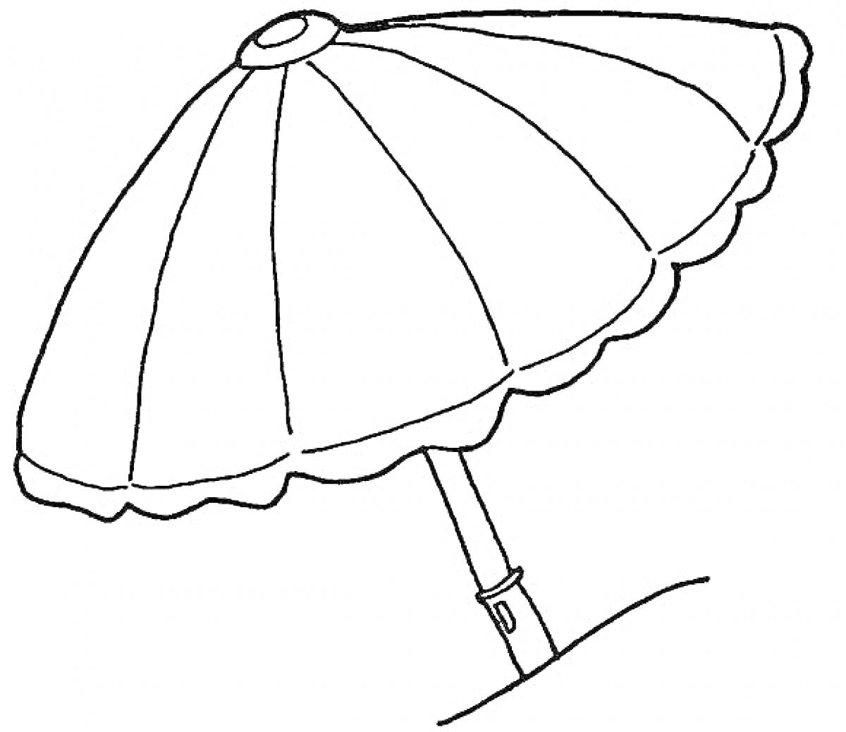 Раскраска Пляжный зонт на песке