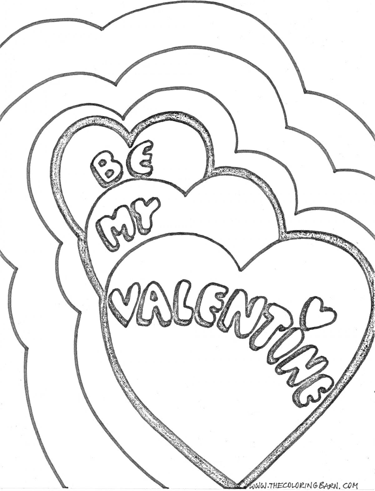 На раскраске изображено: Валентинки, Сердца, Любовь, Текст, День святого Валентина