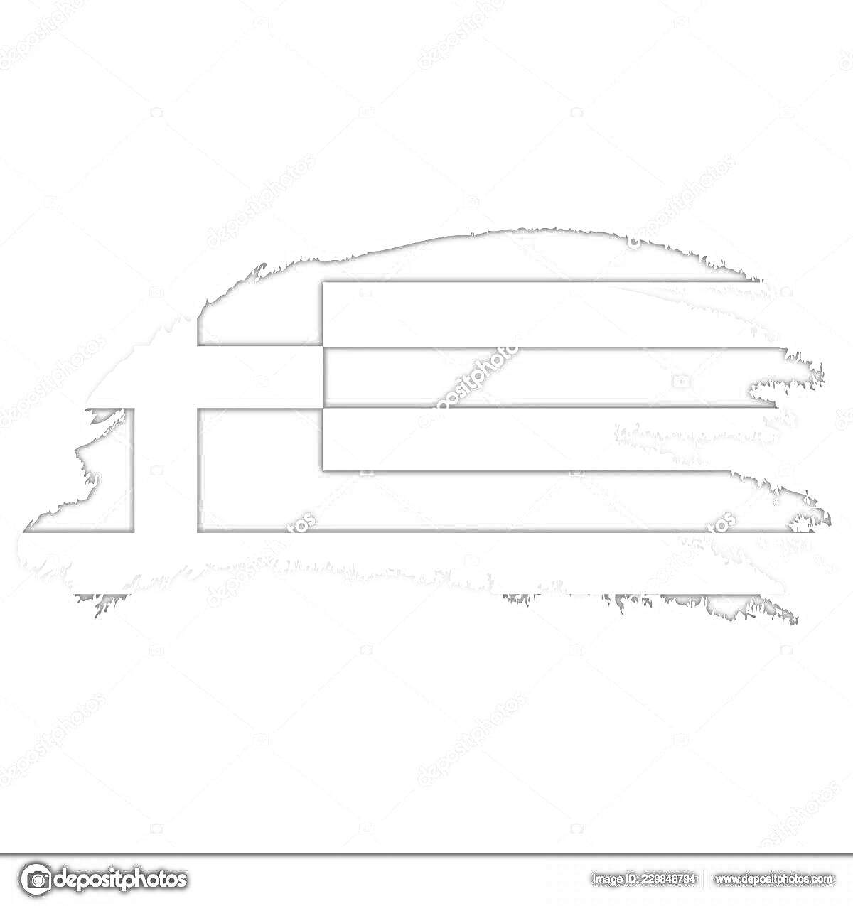 Раскраска Черно-белая раскраска флага Греции с эффектом мазка кистью