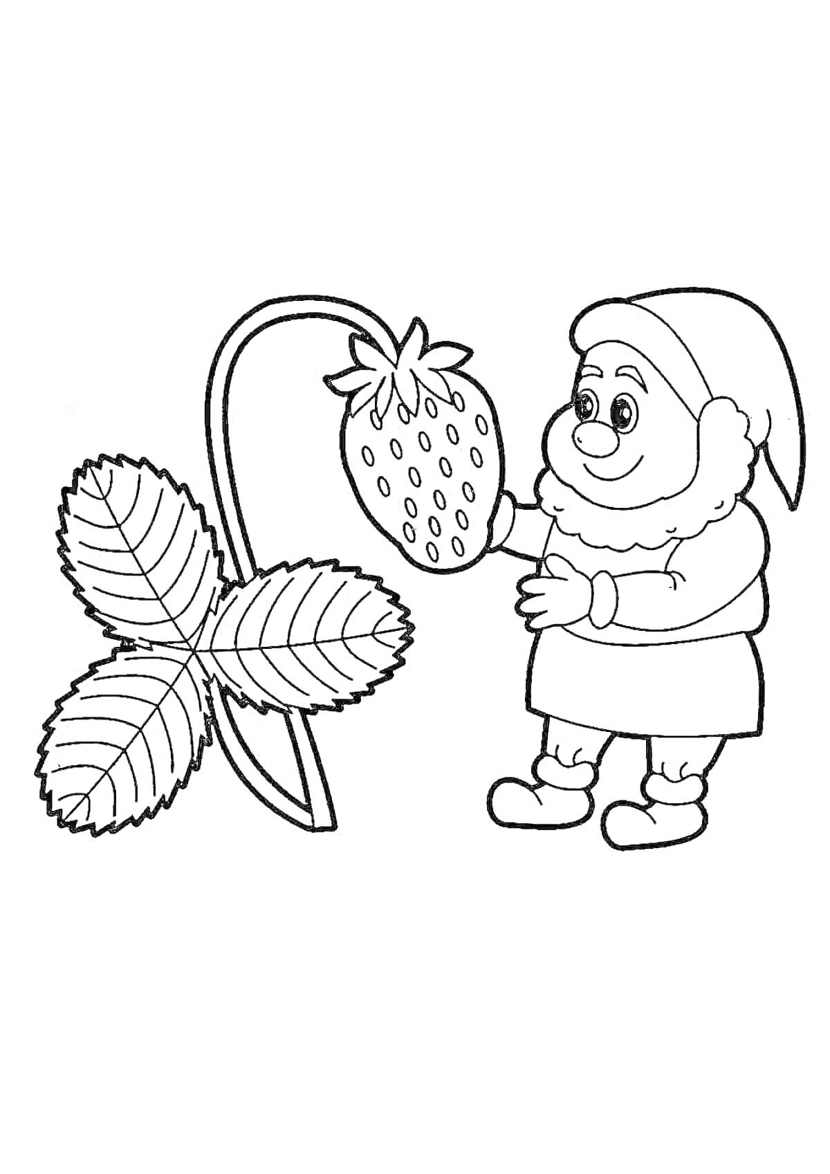 На раскраске изображено: Клубника, Листья, 3-4 года, Для детей