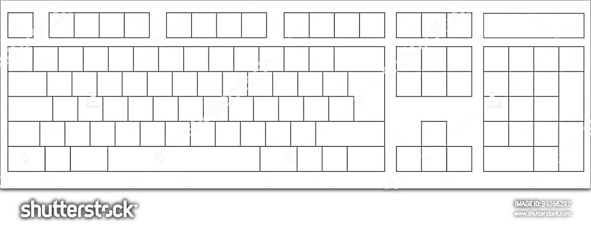 Раскраска клавиатуры: буквенные клавиши, цифры, функциональные клавиши, клавиши управления, цифровой блок