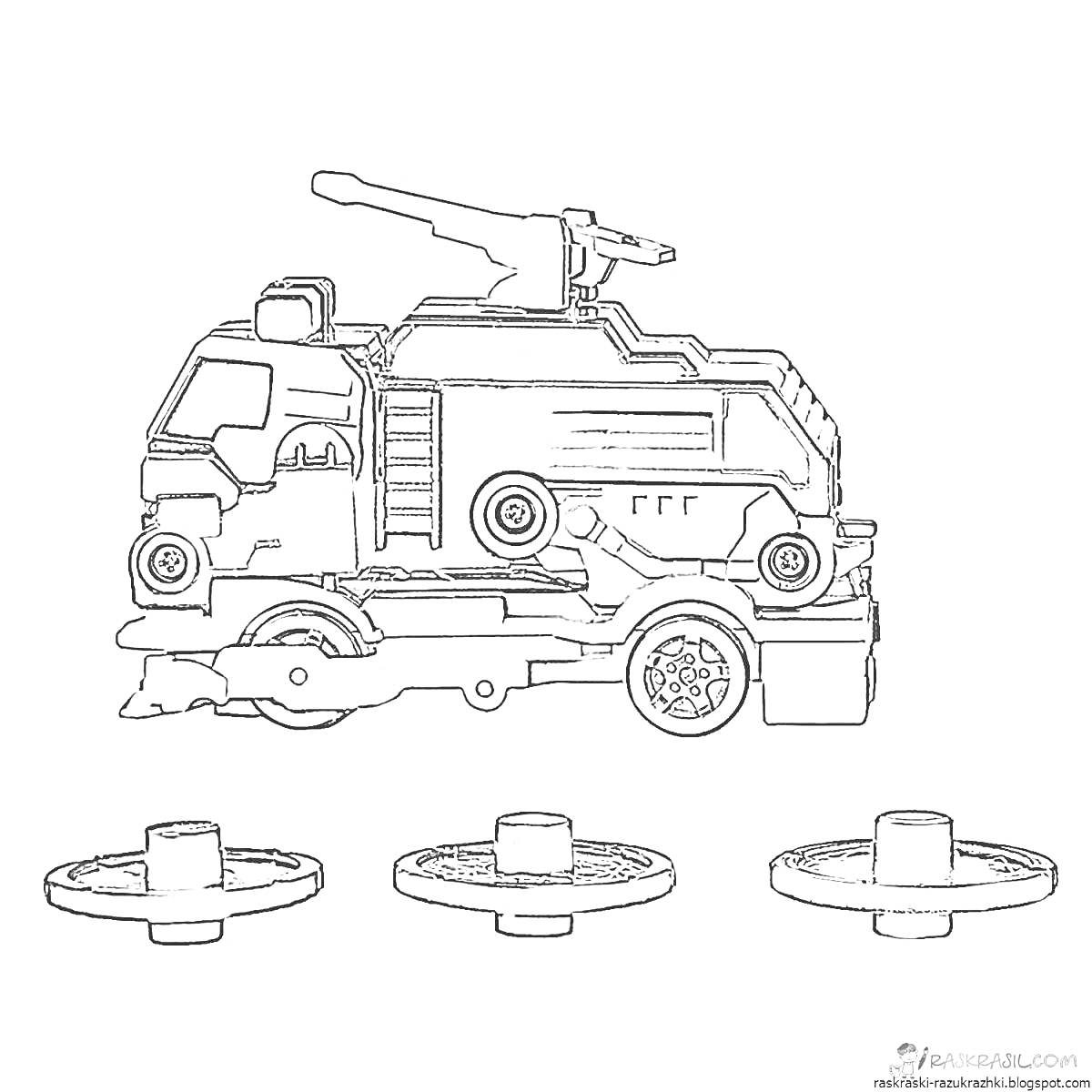 Раскраска Скришер-грузовик с дисками