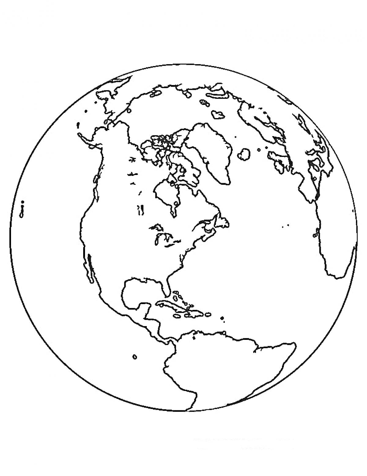 Континенты Северной и Южной Америки на земном шаре