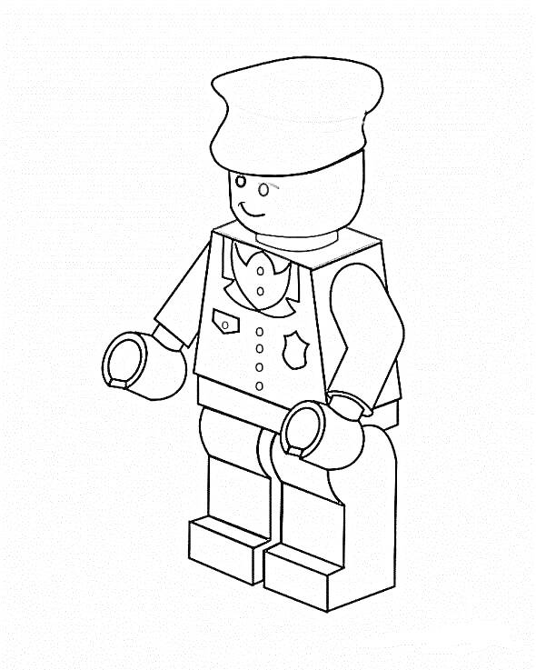 Полицейский лего-минифигурка с фуражкой