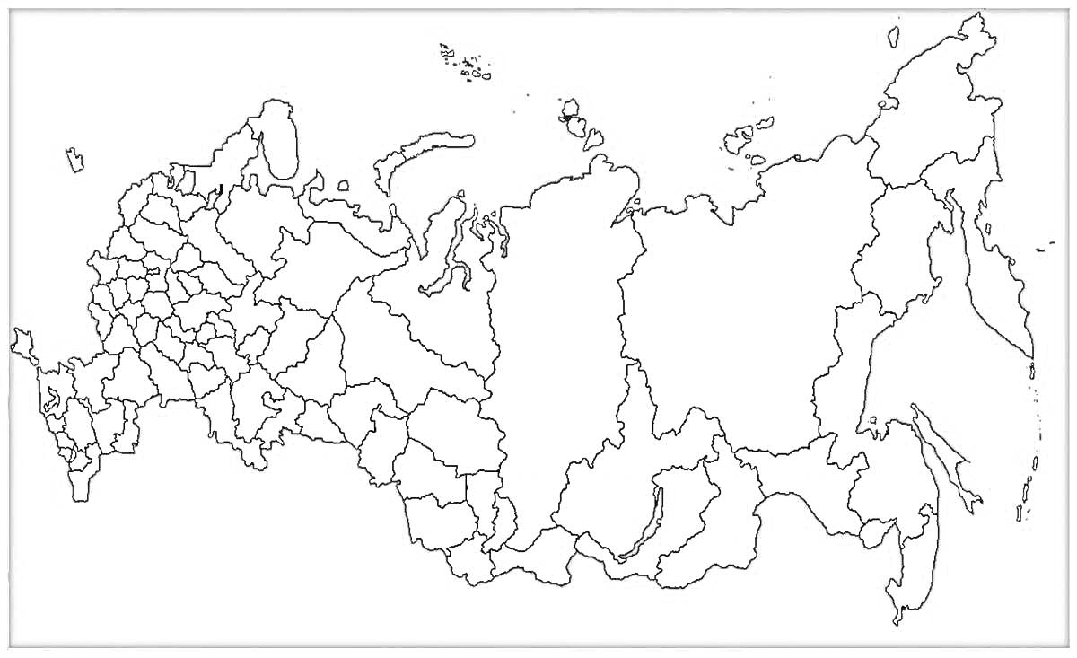 Раскраска карты России с границами субъектов