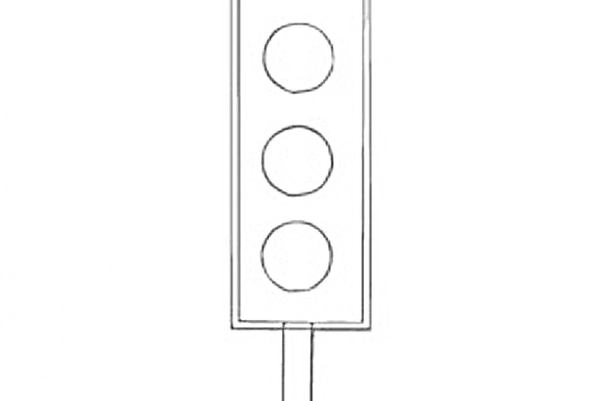 Раскраска светофор с тремя кругами