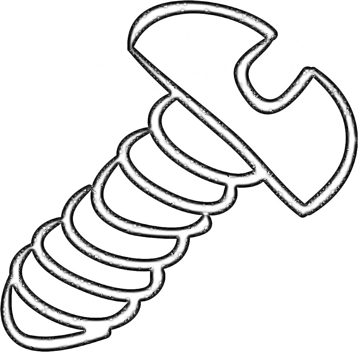 На раскраске изображено: Винтик, Крепеж, Резьба, Инструмент