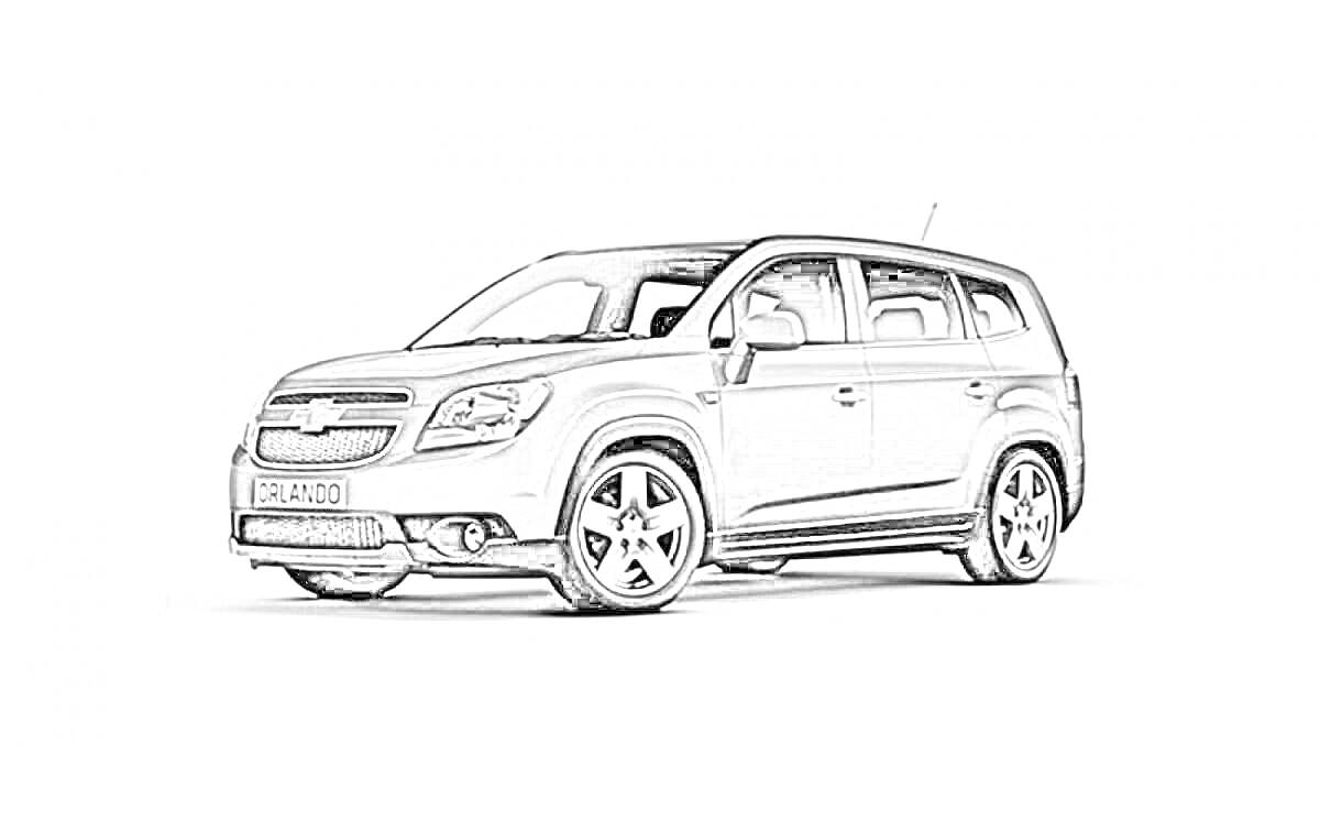 Раскраска Раскраска Chevrolet Orlando на белом фоне