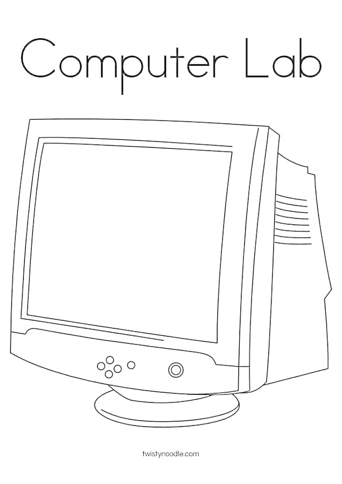 На раскраске изображено: Компьютер, Монитор, Техника, Экран, Электроника