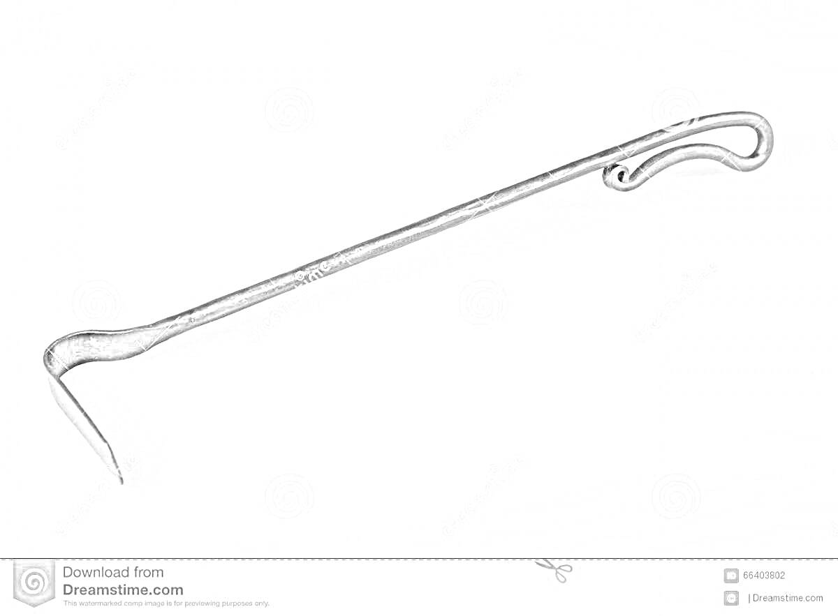 На раскраске изображено: Кочерга, Металл, Инструмент, Камин, Белый фон