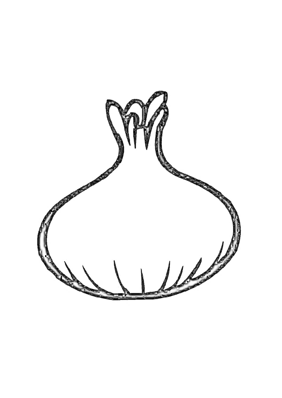 На раскраске изображено: Лук, Для детей, 3-4 года, Овощи, Обучение