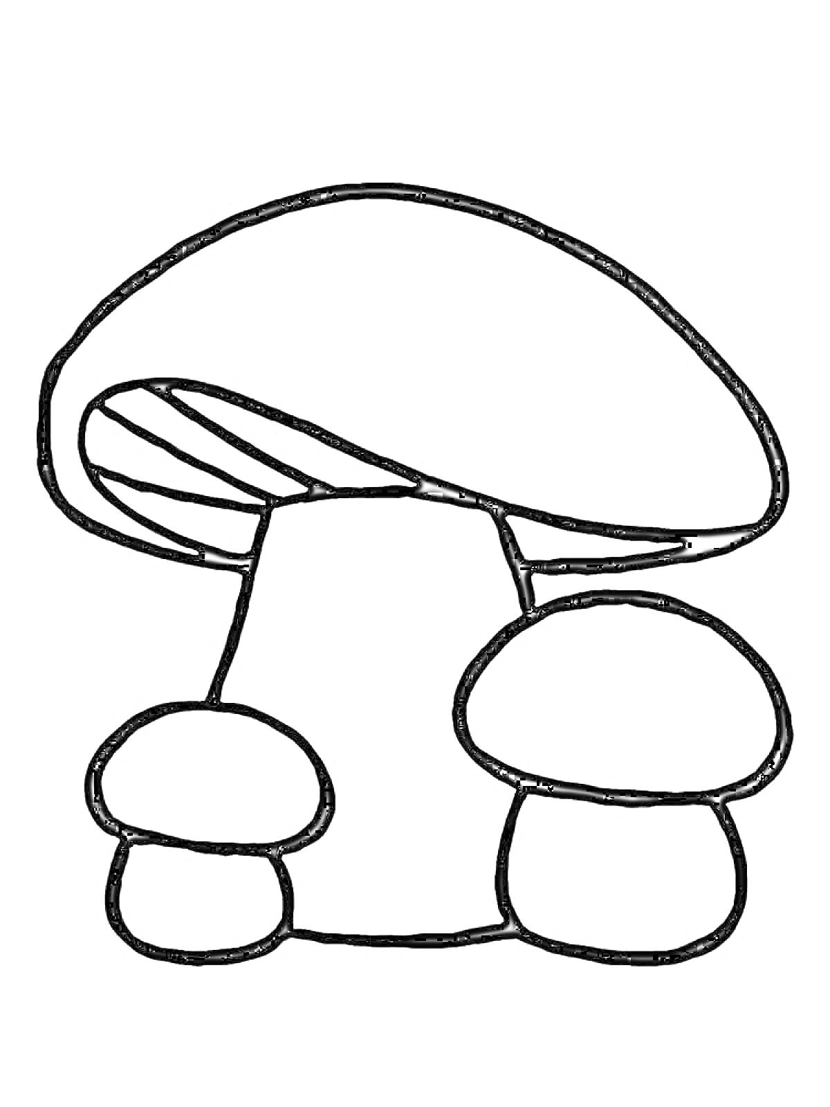 Раскраска Три гриба
