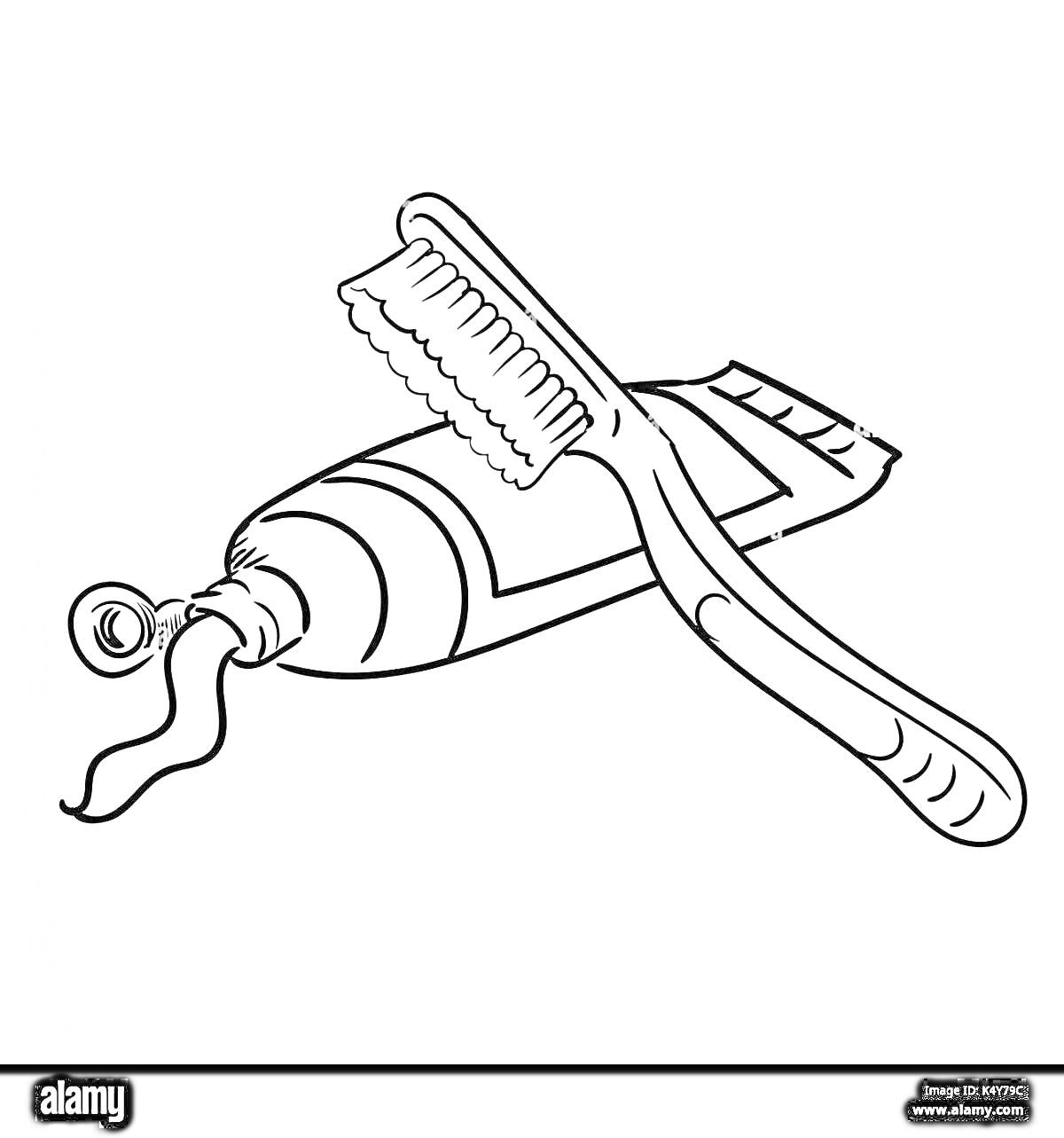 Раскраска Зубная щетка на тюбике зубной пасты
