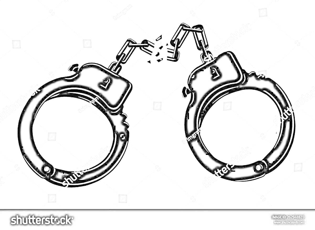 Раскраска Раскраска с наручниками с разорванной цепью