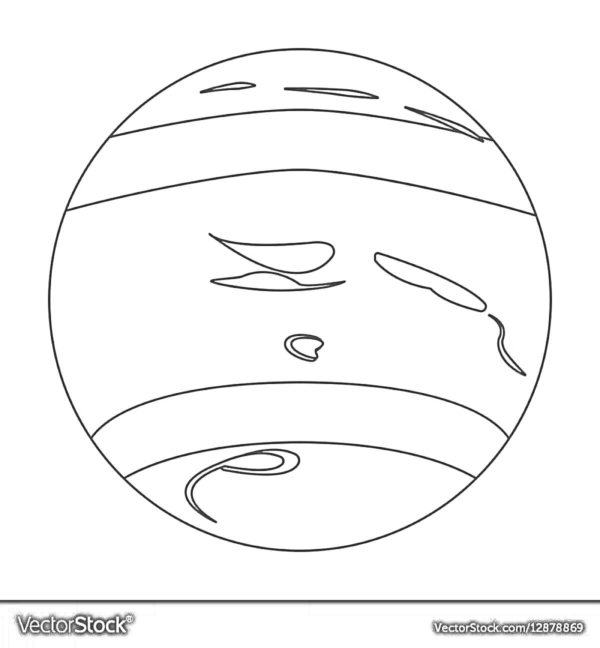 Раскраска Раскраска планеты Уран с поверхностными узорами и полосами
