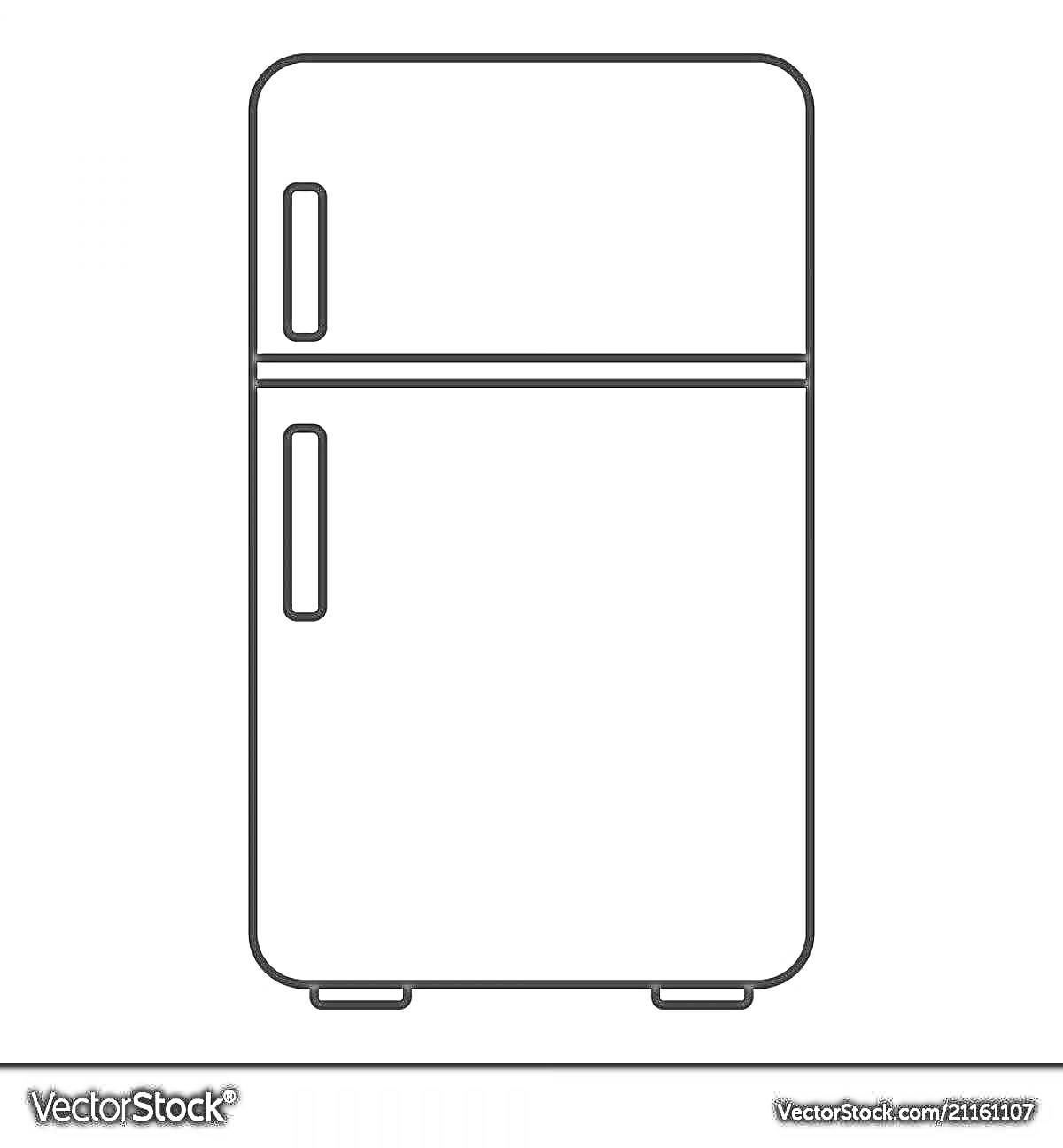 Холодильник с двумя дверцами и ручками