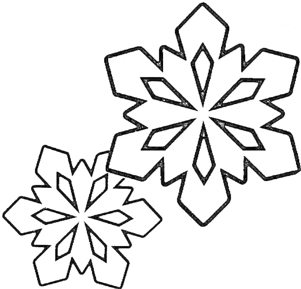 На раскраске изображено: Снежинки, Снег, Мороз, Холод, Узоры