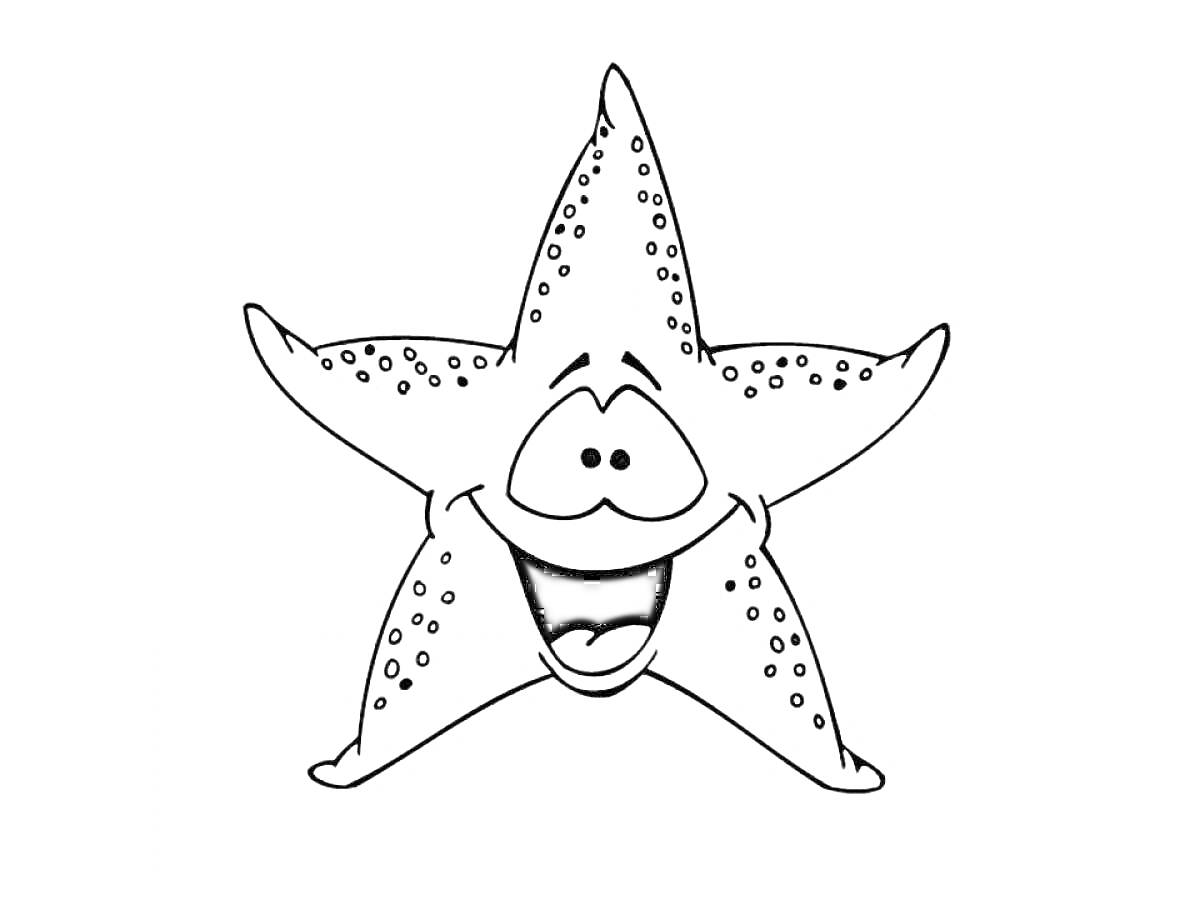 На раскраске изображено: Морская звезда, Морская жизнь, Для детей