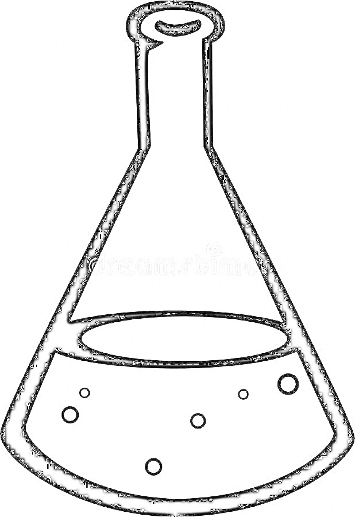Раскраска колба с жидкостью и пузырьками