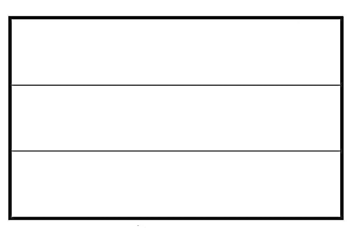 Раскраска Разукрашка с контурами флага России с тремя горизонтальными полосами