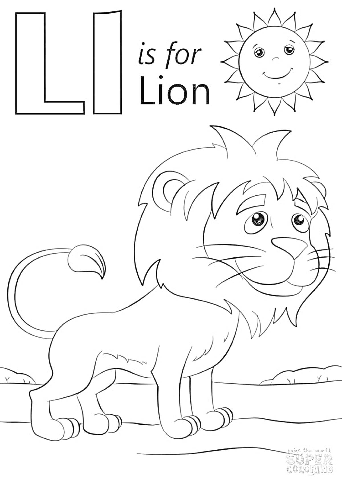 Раскраска L is for Lion (буква 