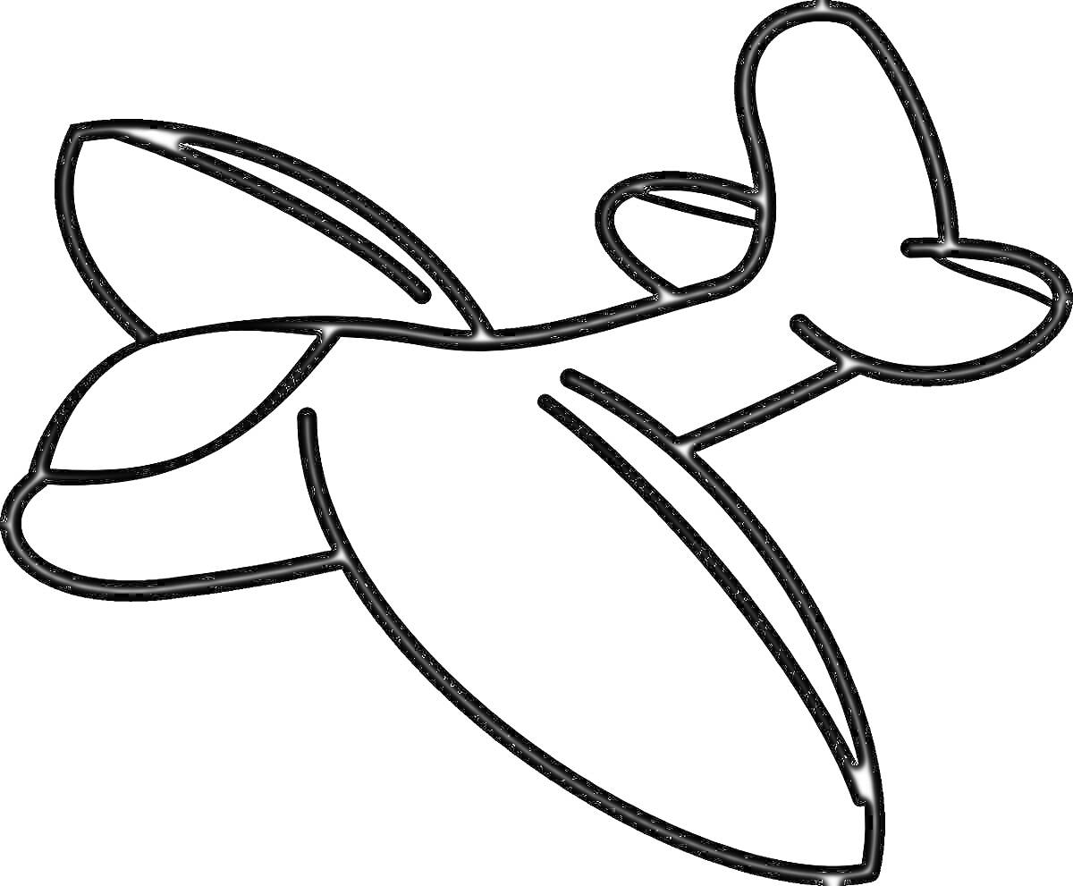 Раскраска Планер с крыльями, фюзеляжем и хвостом