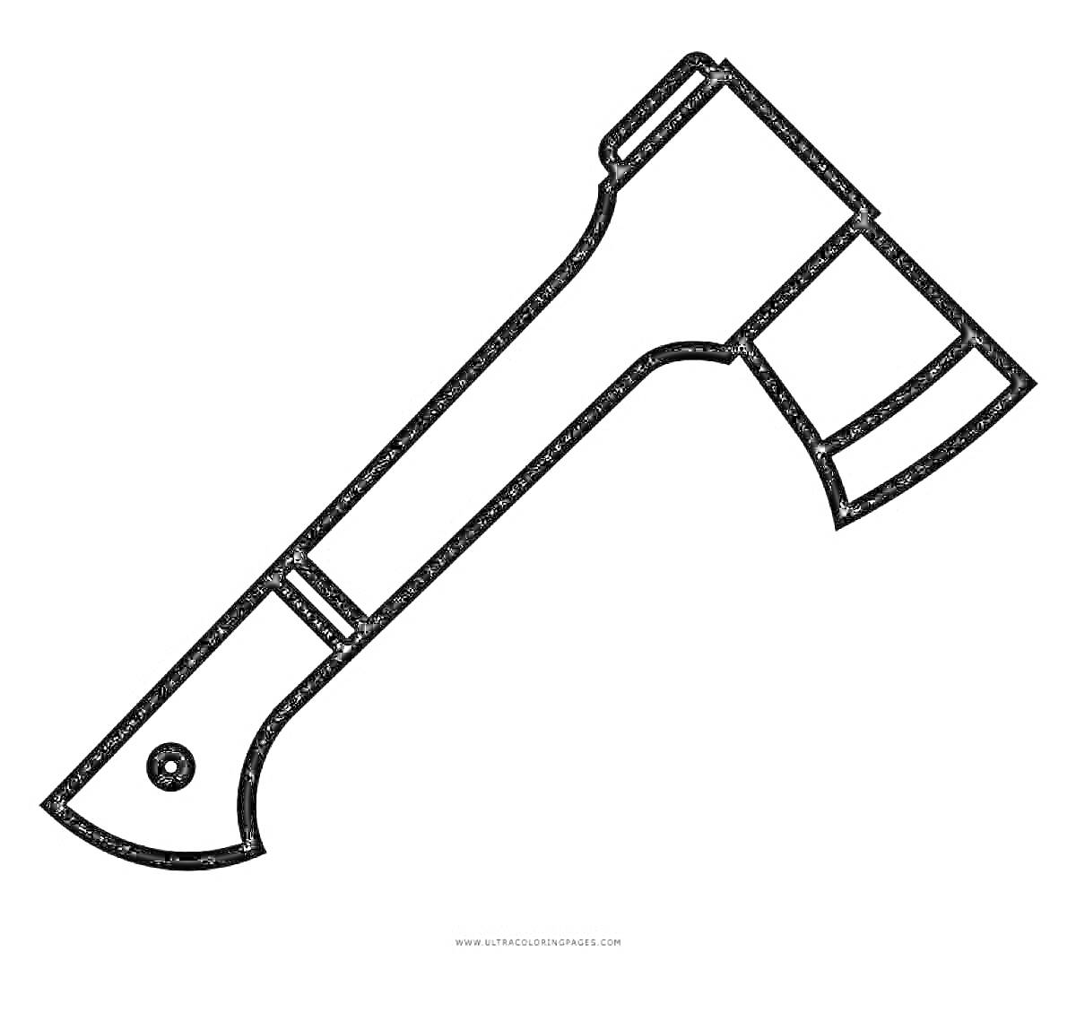 Топор с длинной ручкой и лезвием, раскраска для детей