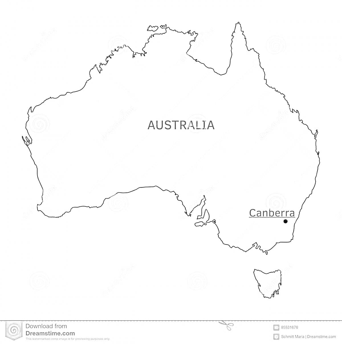На раскраске изображено: Карта, Австралия, География