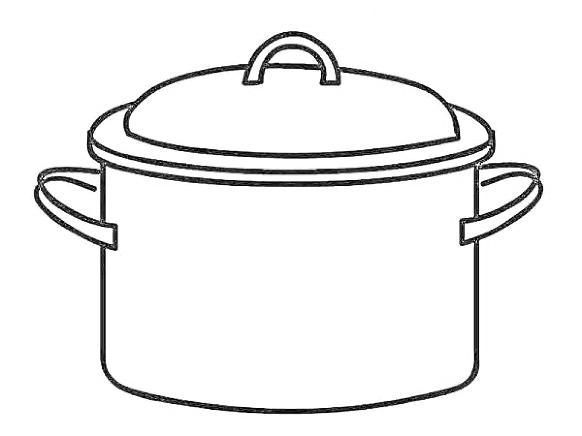 На раскраске изображено: Крышка, Посуда, Ручка, Кастрюли