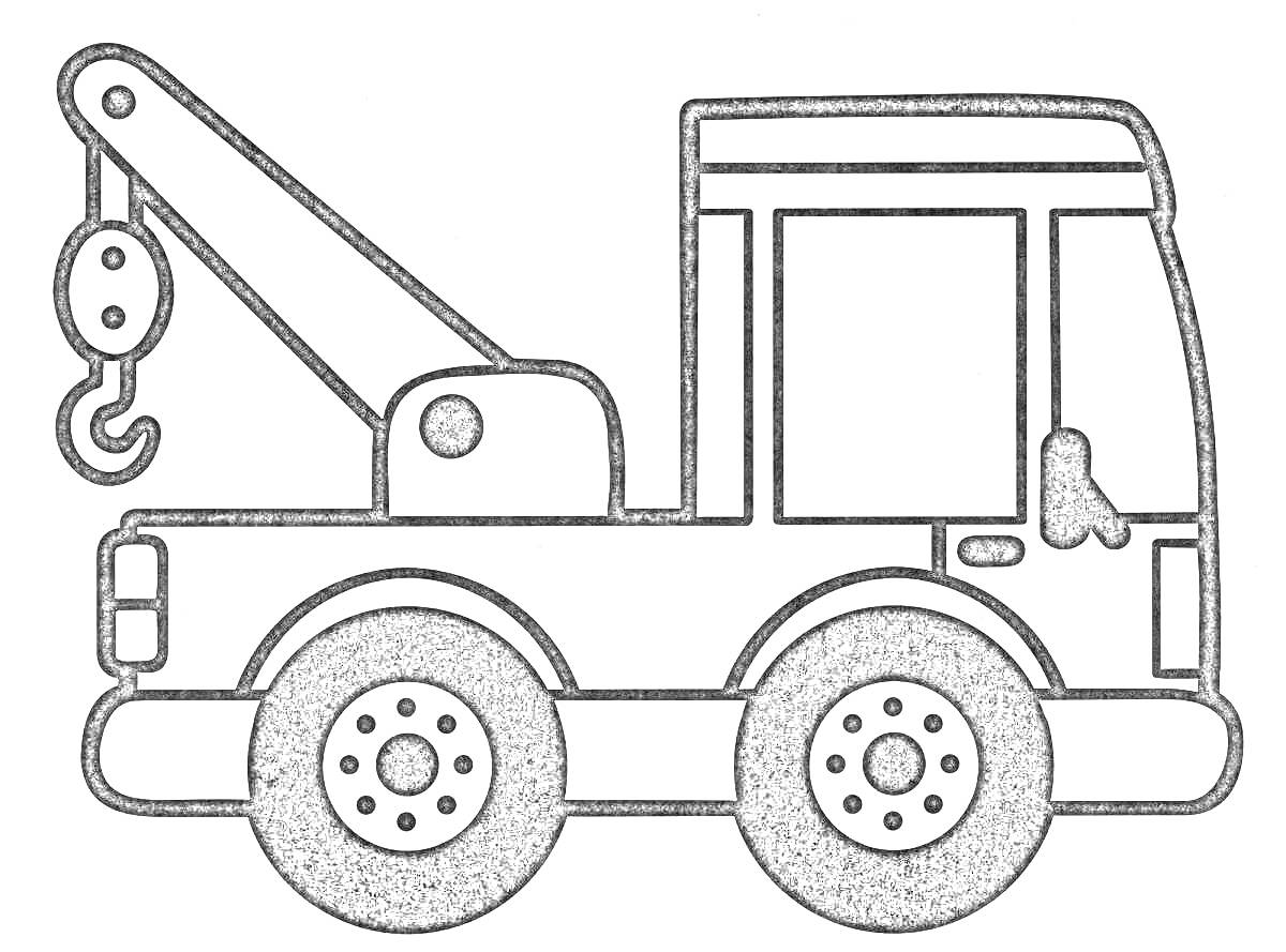 Раскраска Грузовик-кран с крюком и кабиной